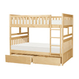 Bartly Natural Pine Full/Full Bunk Bed With Storage Boxes
