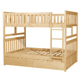 Bartly Natural Pine Full/Full Bunk Bed With Storage Boxes