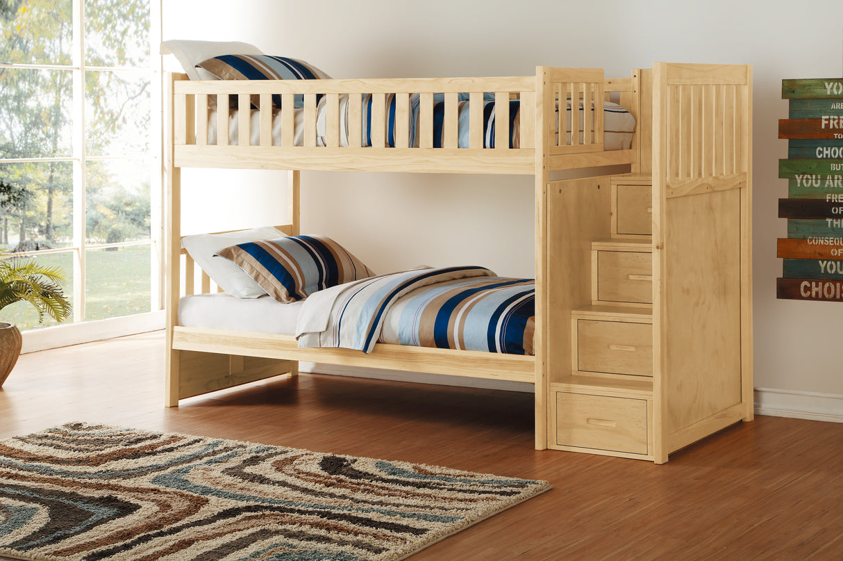 Bartly Natural Pine Twin/Twin Step Bunk Bed