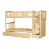 Bartly Natural Pine Twin/Twin Step Bunk Bed With Storage Boxes