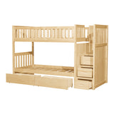 Bartly Natural Pine Twin/Twin Step Bunk Bed With Storage Boxes