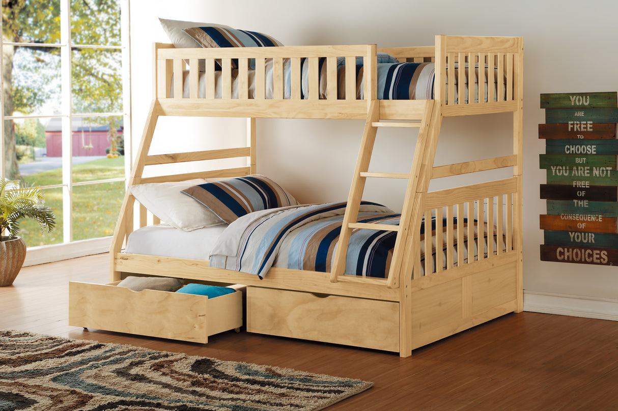Bartly Natural Pine Twin/Full Bunk Bed With Storage Boxes