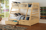 Bartly Natural Pine Twin/Full Bunk Bed With Storage Boxes
