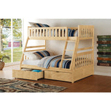 Bartly Natural Pine Twin/Full Bunk Bed With Storage Boxes