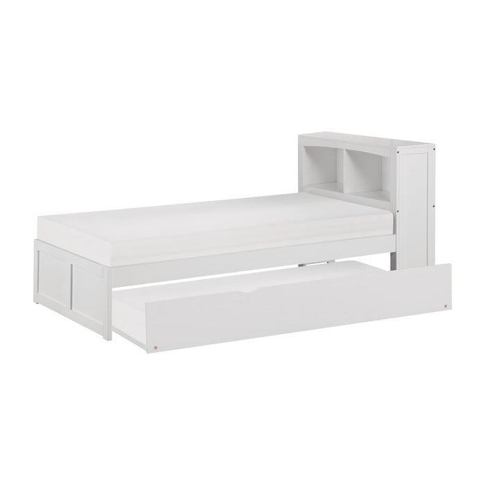 Galen White Twin Bookcase Bed With Trundle