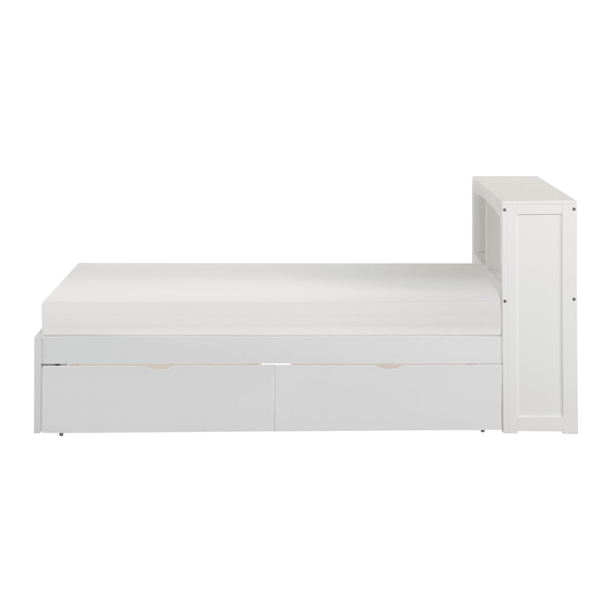 Galen White Twin Bookcase Bed With Storage Boxes