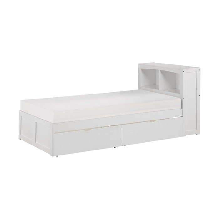 Galen White Twin Bookcase Bed With Storage Boxes