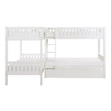 Galen White Corner Bunk Bed With Twin Trundle