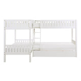 Galen White Corner Bunk Bed With Twin Trundle