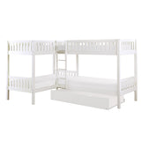Galen White Corner Bunk Bed With Twin Trundle