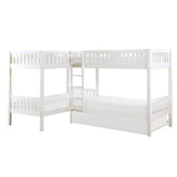 Galen White Corner Bunk Bed With Twin Trundle