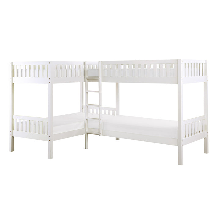 Galen White Corner Bunk Bed