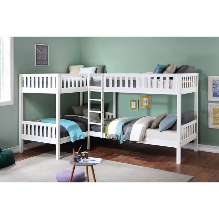 Galen White Corner Bunk Bed