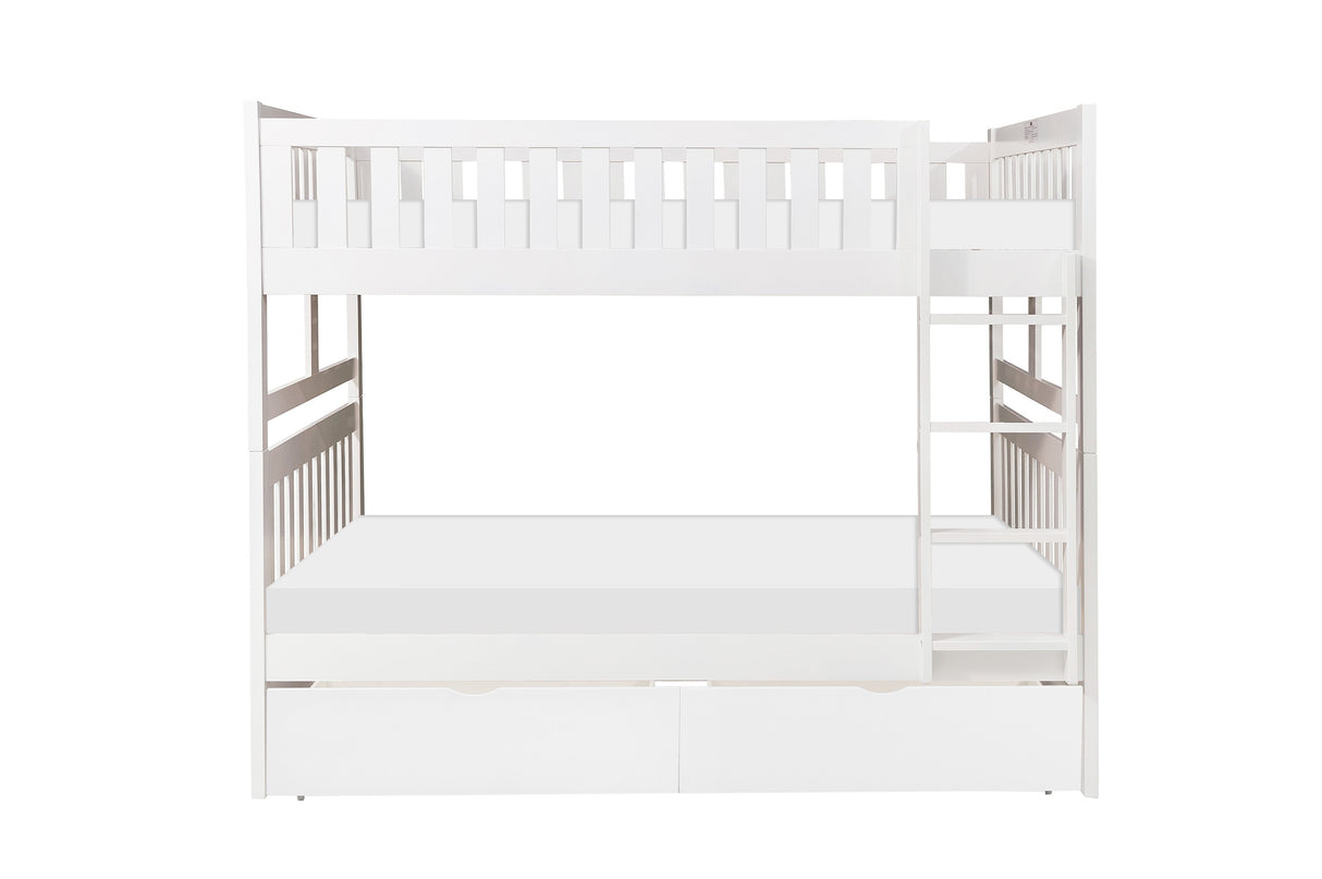 Galen White Full/Full Bunk Bed With Storage Boxes