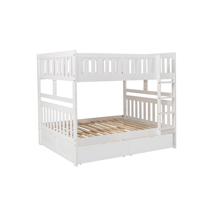 Galen White Full/Full Bunk Bed With Storage Boxes