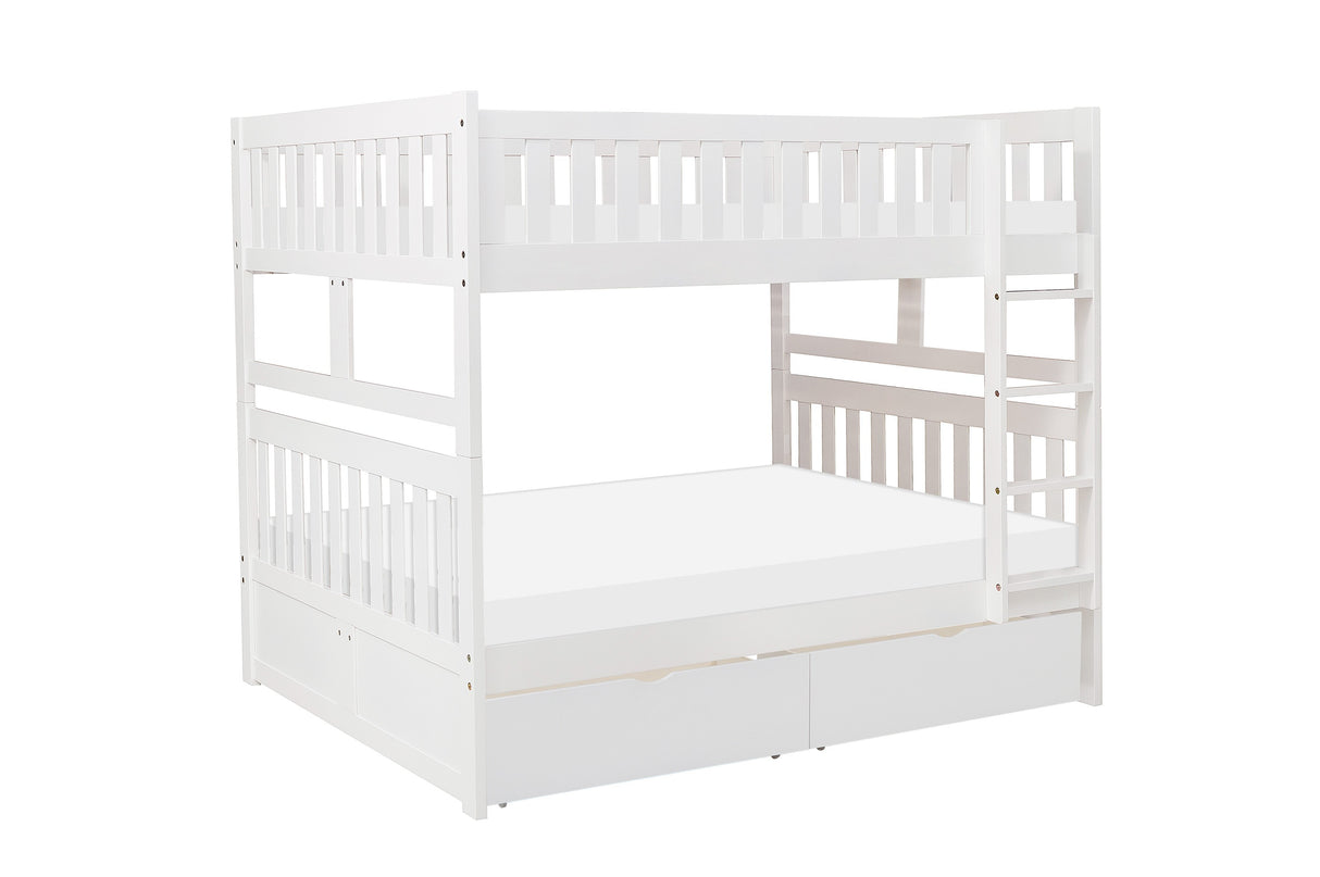 Galen White Full/Full Bunk Bed With Storage Boxes