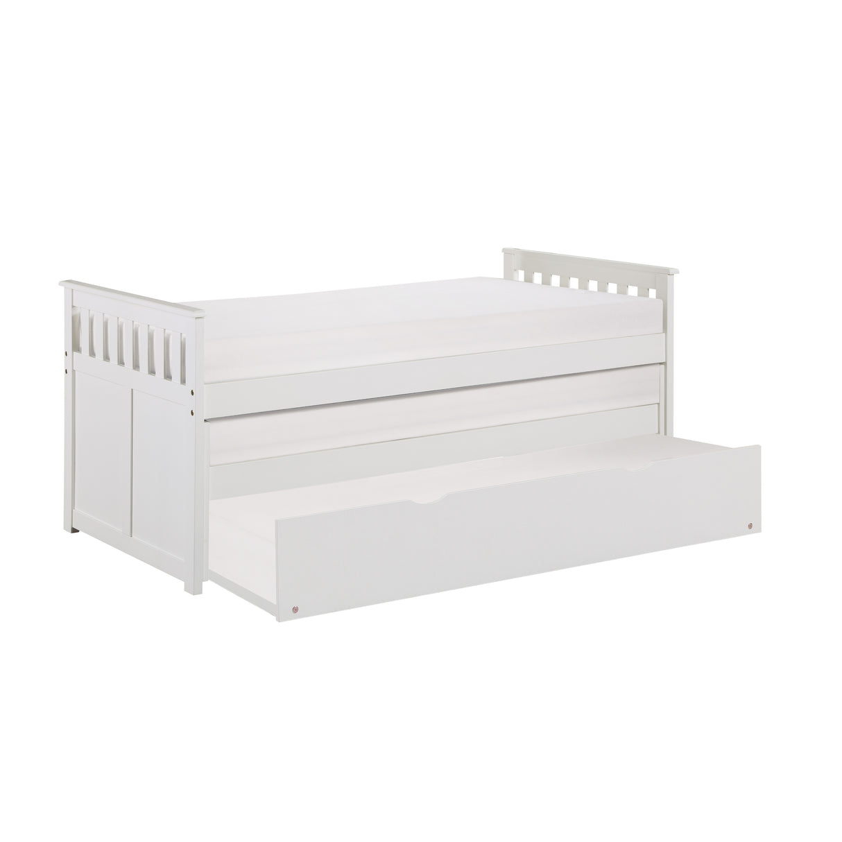 Galen White Twin/Twin Bed With Twin Trundle