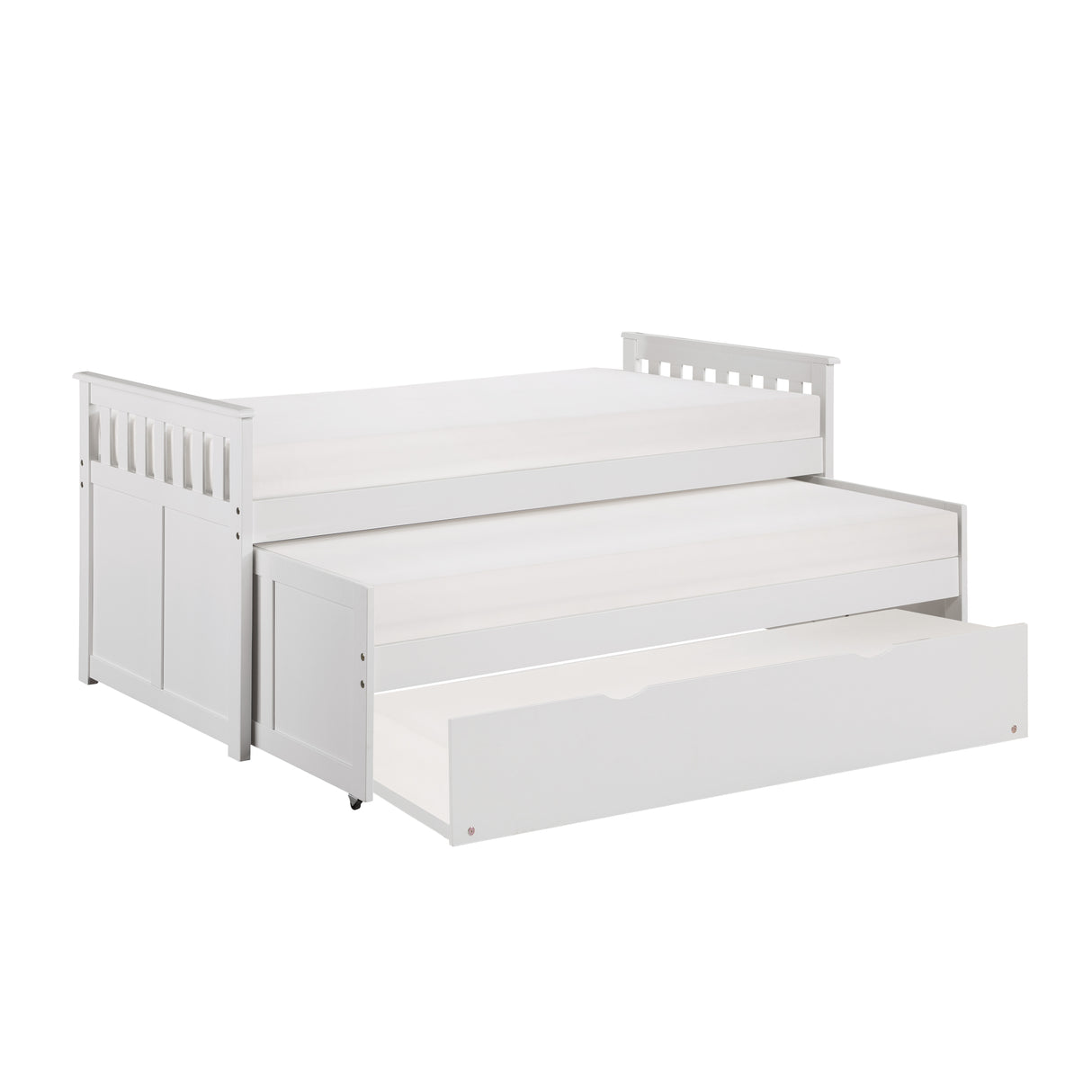 Galen White Twin/Twin Bed With Twin Trundle