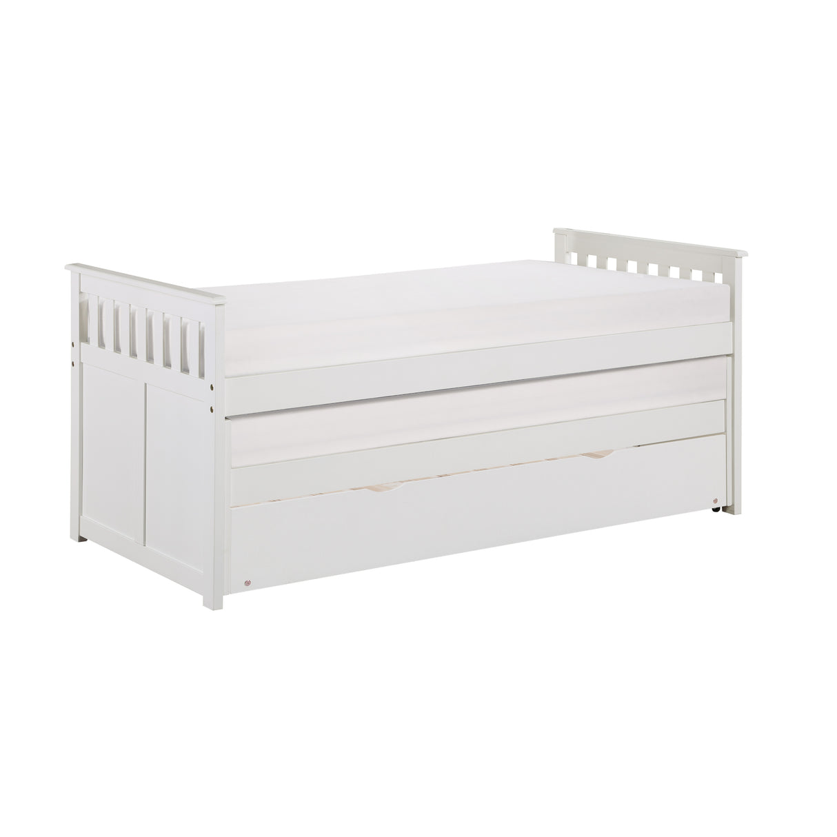 Galen White Twin/Twin Bed With Twin Trundle