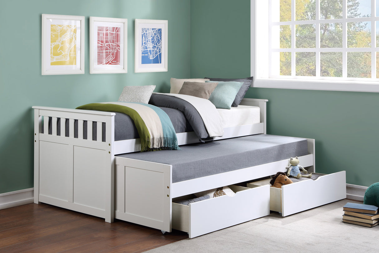 Galen White Twin/Twin Bed With Storage Boxes