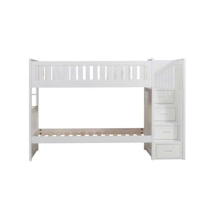 Galen White Twin/Twin Step Bunk Bed