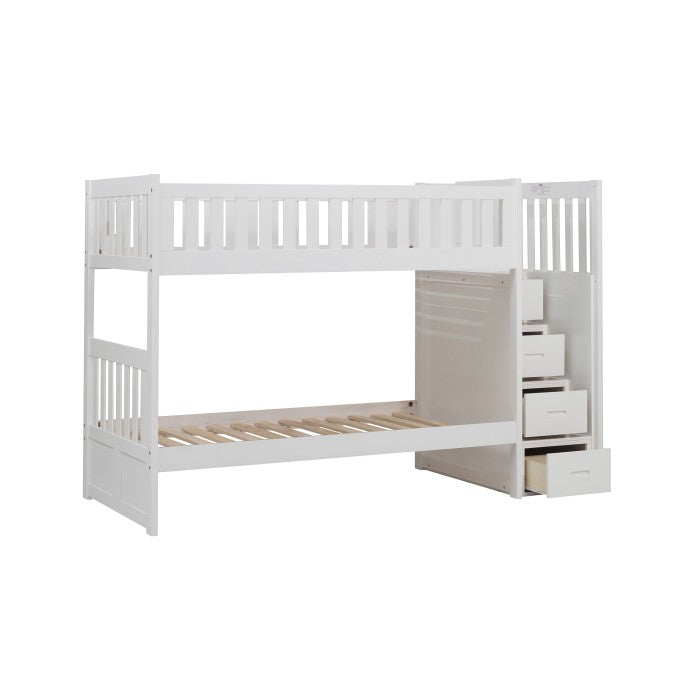 Galen White Twin/Twin Step Bunk Bed