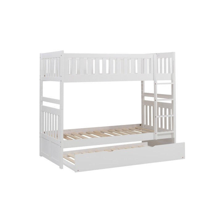 Galen White Twin/Twin Bunk Bed With Twin Trundle