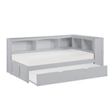 Orion Gray Twin Bookcase Corner Bed With Trundle