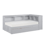 Orion Gray Twin Bookcase Corner Bed With Trundle