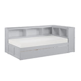 Orion Gray Twin Bookcase Corner Bed With Trundle