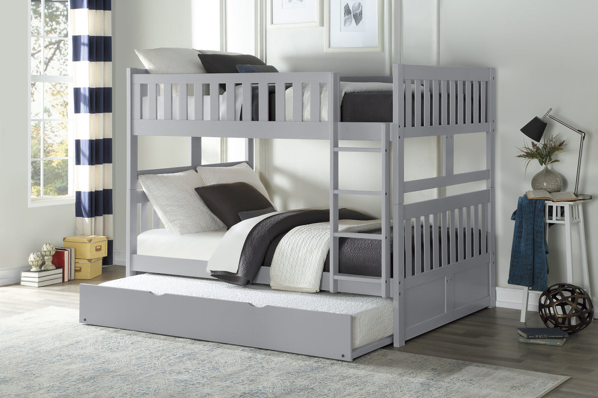 Orion Gray Full/Full Bunk Bed With Twin Trundle