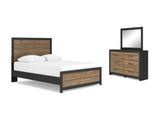 Vertani Black Queen Panel Bed, Dresser And Mirror