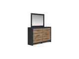 Vertani Black Queen Panel Bed, Dresser And Mirror