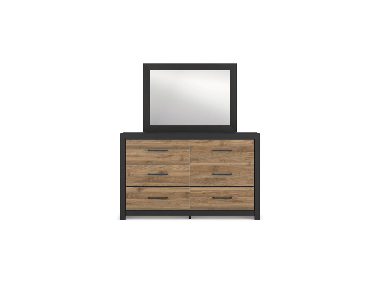 Vertani Black Twin Panel Bed, Dresser And Mirror
