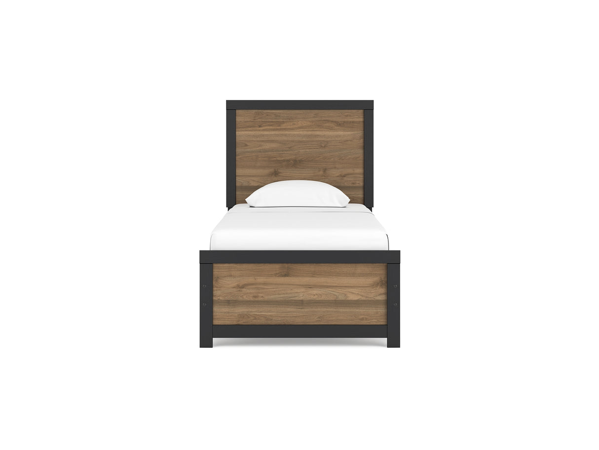 Vertani Black Twin Panel Bed, Dresser And Mirror