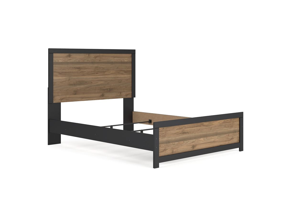 Vertani Black Queen Panel Bed, Dresser And Mirror