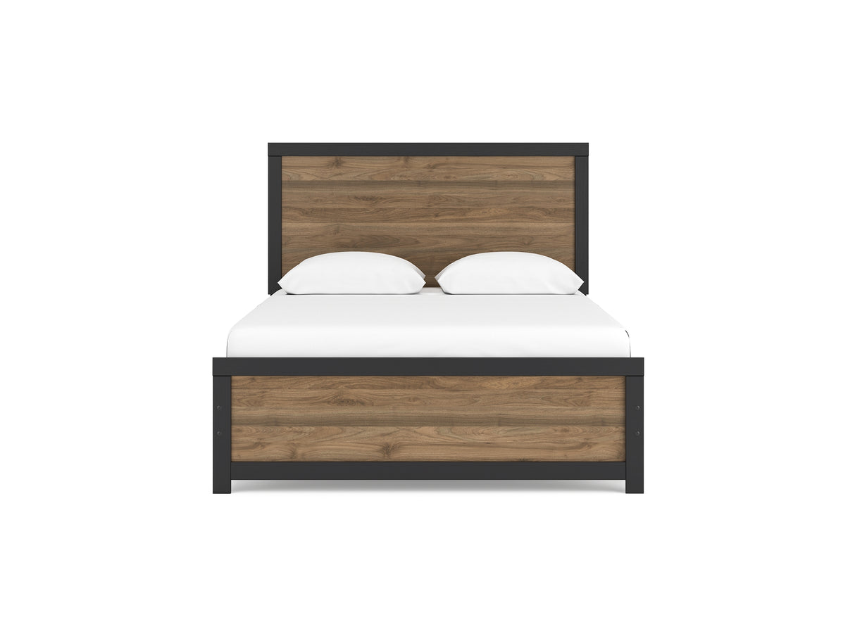 Vertani Black Queen Panel Bed, Dresser And Mirror