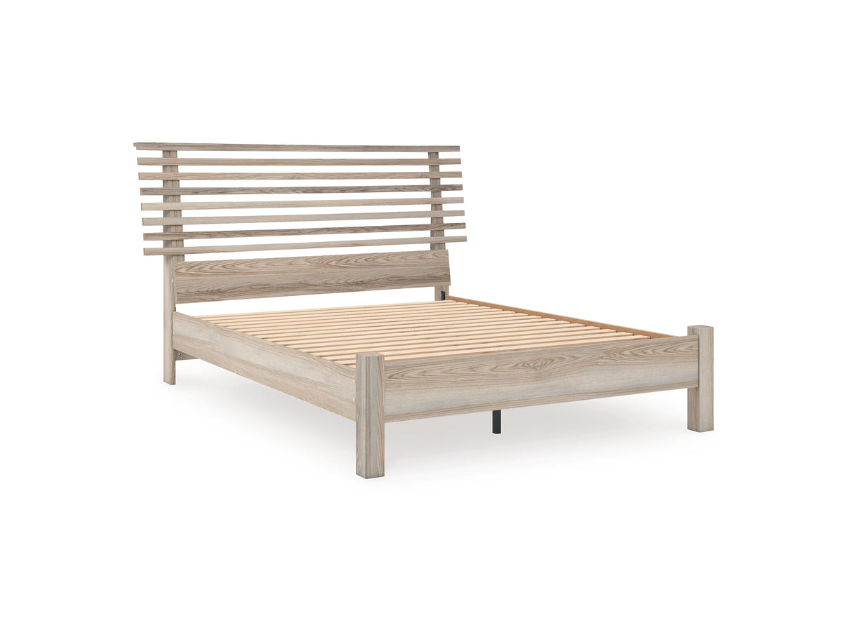 Hasbrick Tan Queen Slat Panel Bed