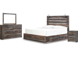 Drystan Multi King Panel Bed With Storage, Dresser, Mirror And Nightstand
