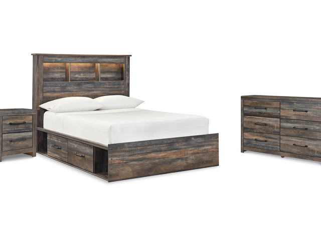 Drystan Multi Full Bookcase Storage Bed, Dresser And Nightstand