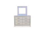 Zyniden Silver Full Panel Headboard Bed, Dresser, Mirror, Chest And Nightstand