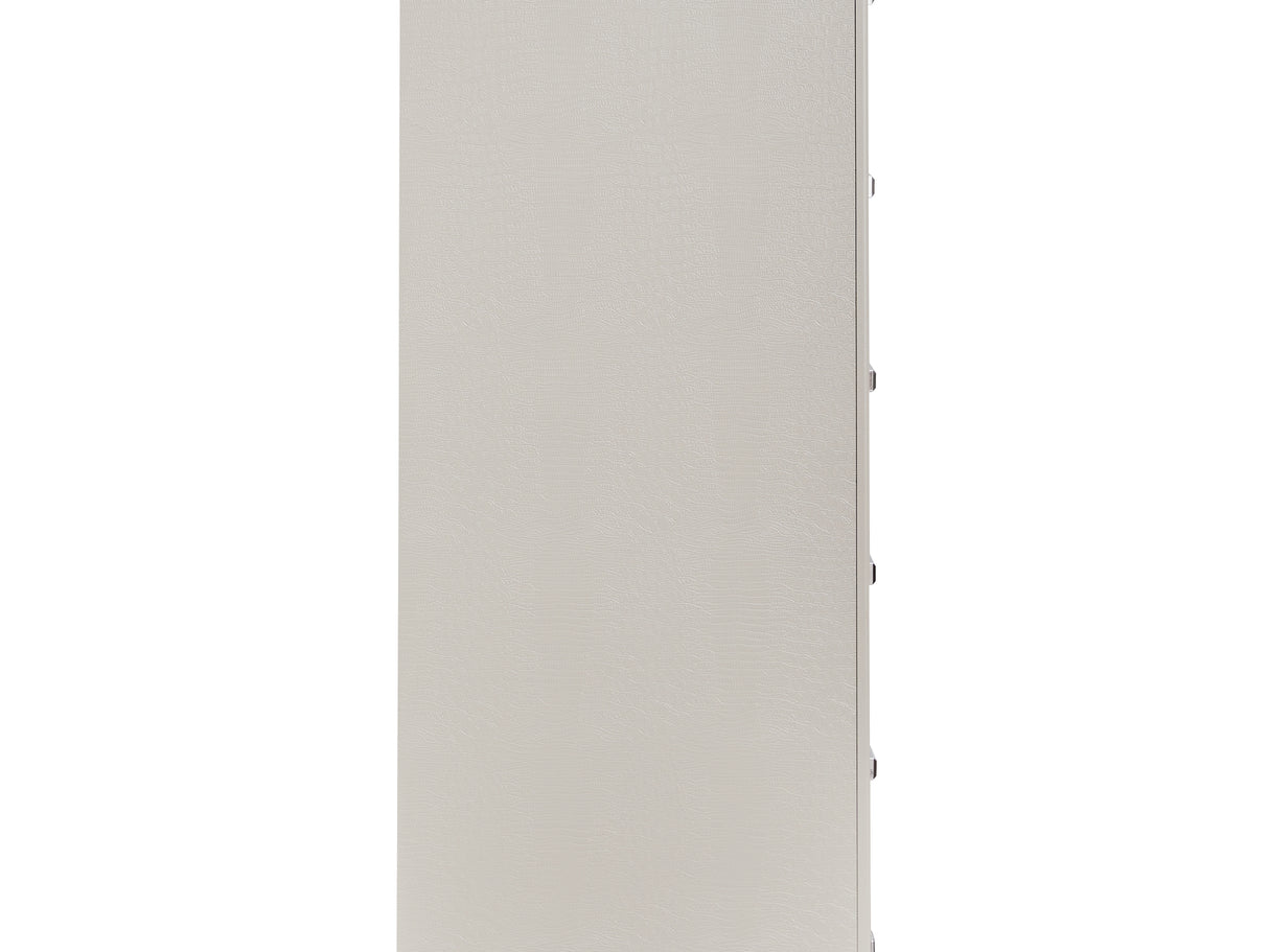 Zyniden Silver Queen Upholstered Panel Bed, Dresser, Mirror, Chest And 2 Nightstands