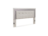 Zyniden Silver Queen Upholstered Panel Headboard, Dresser And Mirror