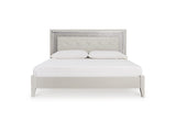 Zyniden Silver King Upholstered Panel Bed, Dresser And Mirror