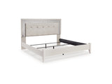 Zyniden Silver King Upholstered Panel Bed, Dresser And Mirror