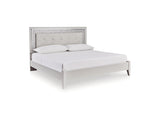 Zyniden Silver Full Panel Bed, Dresser, Mirror And Nightstand