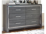Lodanna Gray King Upholstered Panel Bed, Dresser And Nightstand