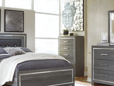 Lodanna Gray Queen Upholstered Panel Bed, Dresser, Mirror And 2 Nightstands