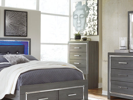 Lodanna Gray Queen Panel Bed With 2 Storage Drawers