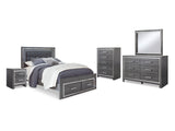 Lodanna Gray Queen Panel Storage Bed, Dresser, Mirror, Chest And Nightstand